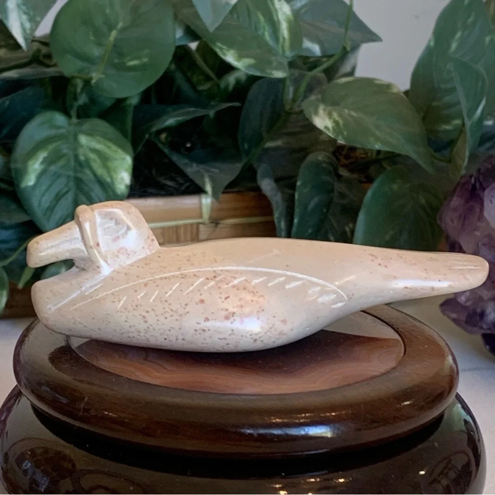 Hand Carved Soapstone Duck Loon Sculpture Stone Stylized Bird Figurine Kenya 4.6